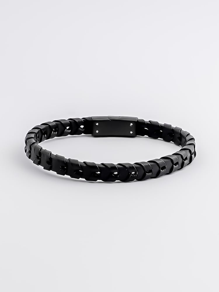 Black Leather Bracelet Andrew