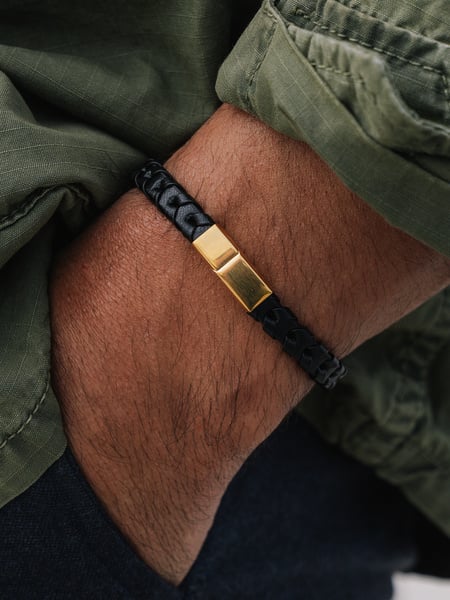 Black Leather Bracelet Charles